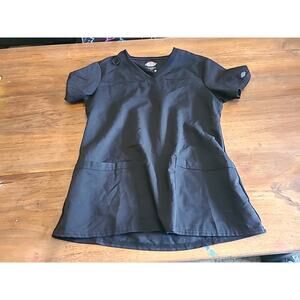 Dickies Women's V-Neck Scrub Top Medical Black S Short Sleeve Medical Uniform